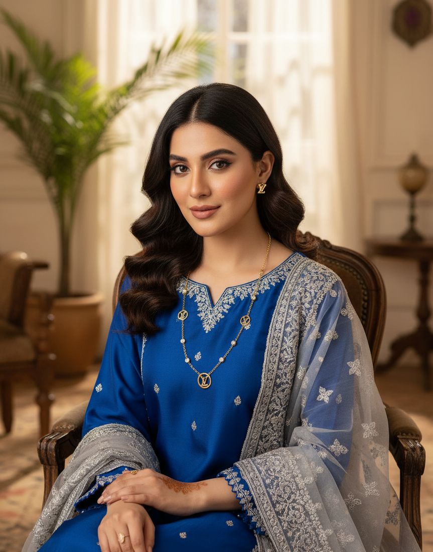 Chic Monogram Charm Necklace & Stud Set