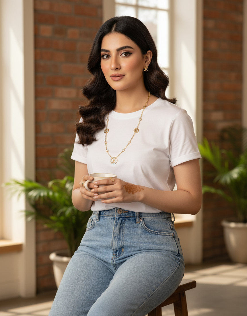 Chic Monogram Charm Necklace & Stud Set